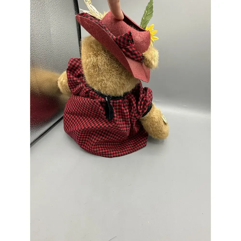 Vintage GUND Teddy Bear Pair Buffalo Plaid Boy Girl Plush w/ Tags 14” Fall